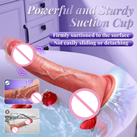 Fernbedienbarer Heiz-Silikon-Dildo mit Saugnapf, 10 Stoß- und Vibrationsmodi
