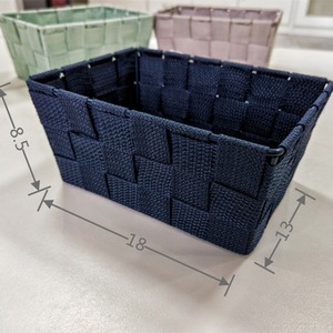 Panier de rangement tissé rectangulaire gris, vert, bleu, noir, écologique, organiseur de vêtements, panier de rangement pour la maison et le bureau - Product Image 3