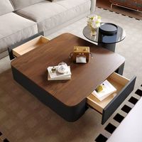 Nouvelle Table Basse Carrée Moderne et Simple pour Salon, Idéale Appartement, Style Tendance, Réglable, Garantie 1 An, en Bois