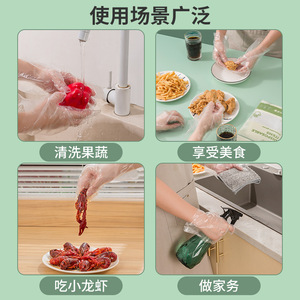 Disposable Pe Gloves 100 Pcs Food Grade Transparent Thickened For Kitchen Household Use - Product Image 3