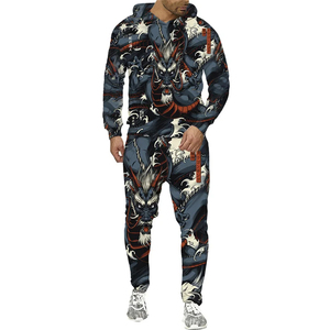 Ensemble de vêtements pour hommes avec impression graphique de dragon mystérieux, sublimation polyester, sweat-shirts et sweats à capuche pour hommes, streetwear de plein air - Product Image 2