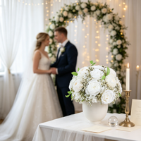 Op maat gemaakte travertijn porseleinen vaas Valentijnsdag gemengde geconserveerde rozen echte bloemen event tafeldecoratie bruiloft decoratie