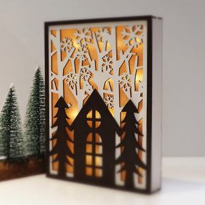 Ensemble de bricolage en <span class=keywords><strong>bois</strong></span> de paysage d'hiver 3D, sapins de Noël, décoration de la maison, décoration lumineuse en <span class=keywords><strong>bois</strong></span> de Noël, produits en <span class=keywords><strong>bois</strong></span> pour la maison - Product Image 2