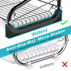 رف تخزين لسطح المطبخ من طبقتين، رف تجفيف الأطباق من الفولاذ الكربوني مع حامل لتصريف المياه - Product Image 2