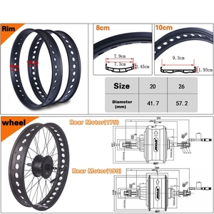 Kit de Conversión de Motor para Bicicleta Eléctrica, Neumático Grueso, 48v 1500w 2000w, Rueda Trasera/Delantera de 20'', 24'', 26'', Kit para Neumáticos Gruesos - Product Image 4