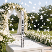 Canon à confettis blanc personnalisé en forme de papillon, lance-confettis manuel pour la décoration de mariage, vente en gros