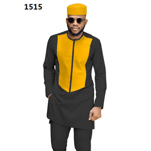 Ensemble de vêtements traditionnels africains pour hommes <span class=keywords><strong>2021</strong></span> : Manteau Dashiki, <span class=keywords><strong>chemise</strong></span> et pantalon Ankara, et chapeau tribal – Tenue de sport en coton grande taille - Product Image 5