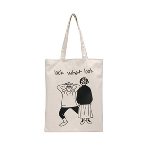 Sacs fourre-tout en toile de coton personnalisés avec motif lettres, poignée longue et bandoulière, pour femmes, usage en supermarché, vente en gros - Product Image 1