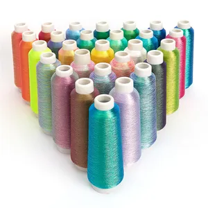 JR High Quality Color 2500 Yards MS Type Polyester Machine Thread Embroidery Metallic Yarn