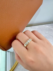 Anillo <span class=keywords><strong>de</strong></span> Diamantes Naturales Reales con Corte <span class=keywords><strong>Esmeralda</strong></span> <span class=keywords><strong>de</strong></span> Oro Amarillo <span class=keywords><strong>de</strong></span> 18K LUOWEND para Mujer - Product Image 5
