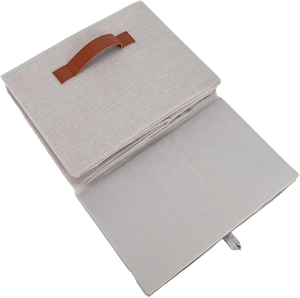 Boîte de rangement pliable en tissu de coton et de lin durable pour armoire, literie, chaussures, jeans, vêtements de bébé, jouets, usage polyvalent - Product Image 3