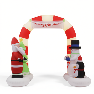 Arche gonflable Père Noël et Bonhomme de neige 102,4 pouces pour décoration de jardin extérieure de Noël en PVC - Product Image 1