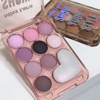 Palette de fards à paupières Miss Lara Show Your Style 10 couleurs, fini mat, scintillant, pailleté, effet cœur, portable, pour un maquillage des yeux sublimé.