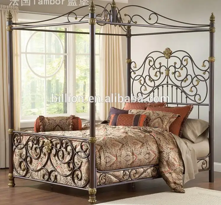 2012 çin üretici yeni tasarım ferforje çift kişilik yatak antika yatak dekoratif güzel yataklar