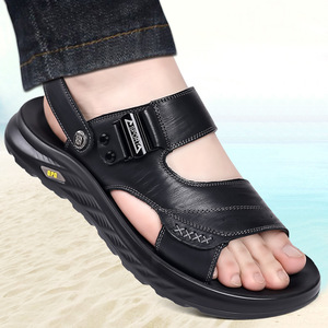 Men's Lightweight Cushioning Sports Casual Open Summer Outdoor Walking Beach Genuine Leather Upper Steel <b>Toe</b> Arch Sandals - Product Image 3