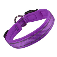 Collier pour chien en nylon anti-odeur avec anneau en O, confortable, réglable, réfléchissant, avec rembourrage en néoprène doux et respirant