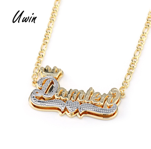 <span class=keywords><strong>Collana</strong></span> con targa con corona in acciaio inossidabile UWIN <span class=keywords><strong>collana</strong></span> con targa con <span class=keywords><strong>nome</strong></span> 3D a <span class=keywords><strong>doppio</strong></span> strato con ciondolo Halskette <span class=keywords><strong>collana</strong></span> a catena per Keting personalizzata - Product Image 1