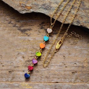 Collier en forme de cœur avec pierres de 7 couleurs, chaîne de clavicule, bijoux en alliage de zinc, cadeau pour femmes, accessoire de mode - Product Image 2