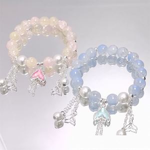Pulsera de cuentas de cristal craquelado con diseño de cola de pez Fantasy Popcorn, joyería de cuentas para mujer, pulseras de cristal, brazaletes para niñas - Product Image 1
