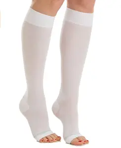 Antiembolism Opace Open toe anti embolism thin knee high socks footless compression socks white