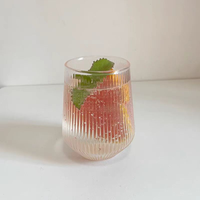 Gobelet en verre à rayures verticales transparentes boisson froide jus café bière tasse à lait avec tasse à boisson à large bouche