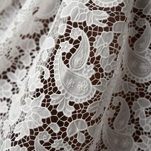 Tessuto <span class=keywords><strong>in</strong></span> Pizzo di Alta Qualità per Abiti da Sposa, <span class=keywords><strong>Tulle</strong></span> Ricamato Floreale Bianco <span class=keywords><strong>in</strong></span> Poliestere, Tessuto Ricamato a Tulipano - Product Image 5