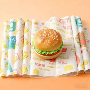 Tapis en papier ciré réutilisable anti-graisse pour hamburger, sandwich, rouleau de poulet, boulette de riz, emballage pour food truck et restaurant - Product Image 1