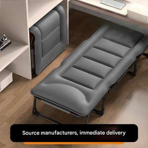 Cama de Camping Plegable Moderna para Adultos - Portátil para Uso en Playa y Sala de Estar con Estructura de Acero y Material de Cuero para un Descanso Cómodo - Product Image 4