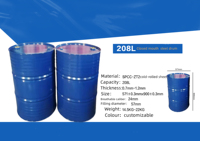 Fût en acier vide 200 L/55 gallons, bidons à huile à double anneau, bleu, vert, noir, jaune, Reiron
