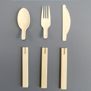 <span class=keywords><strong>Couverts</strong></span> jetables en bambou détachables : couteaux, fourchettes et cuillères multifonctionnels - Product Image 1