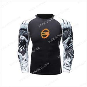 Sportswear Fitness Plus Size Breathable Compression T-Shirt <b>Skin</b> <b>Tight</b> Mens Dry Mesh Gym Clothing Wholesale Seamless 100% Cotton - Product Image 6