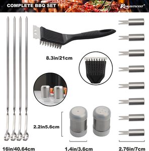 Juego de Utensilios para Barbacoa <span class=keywords><strong>con</strong></span> Estuche de Aluminio, Tenedor, Espátula, Cuchillo, Pinzas, Brocha de Limpieza, Pincho para Maíz, Salero - Product Image 4