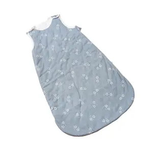 Custom super soft 100% Oeko-tex cotton baby sleeping bag with zipper and snap