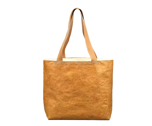 DuPont Brown Kraft Paper Custom Tote Bag Eco-friendly Recyclable Luxury Shoulder Shopping Supermarket Advertising Bag Custom