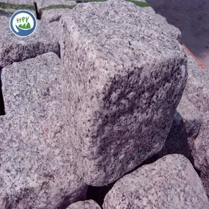 Pierres naturelles en granit sous forme de cube, cube antique, 1 pièce, effet vieilli, rouge