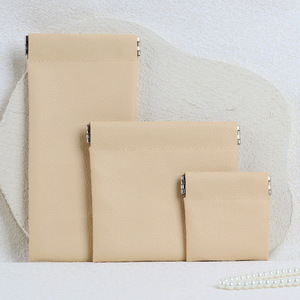 Microfiber Leather Snap Spring Pouch Small <b>Jewelry</b> Storage Bag Custom Logo Gift Earring Necklace <b>Packaging</b> Pouch Bag - Product Image 3