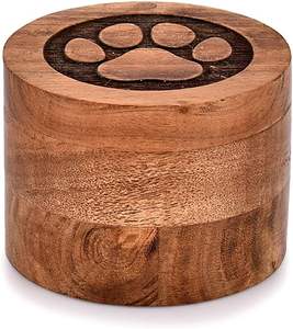 EDHAS Acacia Wood Decorative Funeral Cremation <b>Urn</b> Ashes Dogs, <b>Pet</b> <b>Urns</b> for Cats (3.5" 3.5" x 2.5") - Product Image 1