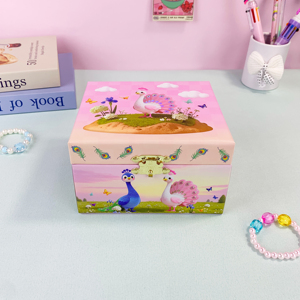 Custom Rotating Paper Music Box with Peacock Doll for Eco-Friendly Jewelry Storage &amp; Gift for Girls - Product Image 5