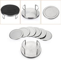 Sous-verres ronds en acier inoxydable avec support, base en éponge, sous-verres en métal argenté, set de sous-verres pour restaurant, cuisine, table