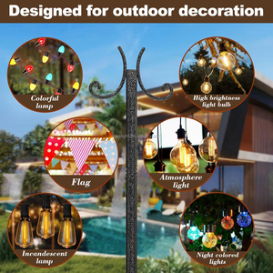 Hoogwaardige Aluminium Led Licht <span class=keywords><strong>String</strong></span> <span class=keywords><strong>Pole</strong></span> Met 10ft Hoogte Voor Duurzame Buitenverlichting Displays In Tuinen Patio 'S Evenementen - Product Image 6