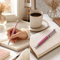 Vente en gros de stylo à bille publicitaire de 1.0mm nouveauté diamant cristal avec logo sculpté cadeau promotionnel stylo