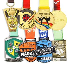 Customised With Ribbon Personalized Zinc Alloy Marathon Running Swimming Volleyball Wrestling Sports Custom Metal Medal - Product Image 3