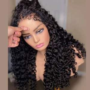 Nouvelles perruques de cheveux humains bouclés crépus 200% de densité, boucles 3B cheveux vierges cambodgiens perruques sans colle cheveux humains avant de lacet personnalisé - Product Image 4