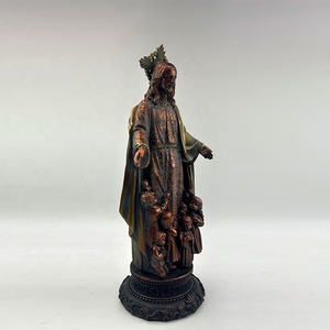 Statues religieuses en polyrésine finition bronze de Jésus avec figurine d'enfants, bénissant les petits. - Product Image 6