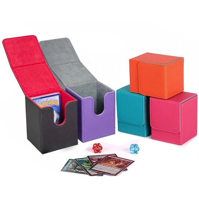 Premium 5 Fashion Color Private Trading Card Deck Box Strong Magnetic Holder TCG Leather Box Custom for Board Game
