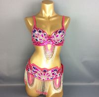 Nouvelle conception de costume de danse du ventre pour femmes, soutien-gorge + ceinture, 2 pièces/ensemble, costume de carnaval, tenue de danse du ventre sexy, vêtements de danse Bollywood