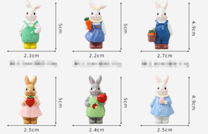Statuetta di Coniglio in Resina 3D, Regalo per Pasqua, Centrotavola Primaverile, Figura Animale con Cesto di Carote e Fragole - Product Image 2