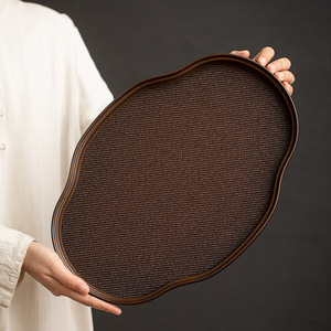 <b>Bamboo</b> Woven Begonia Tray Small Dry Brewing <b>Table</b> Zen Style Rattan Tea Tray Meal Plate Reinforced <b>Bamboo</b> - Product Image 1