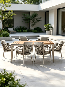 Best Rope Rattan aluminum Waterproof Dinning <b>Chair</b> Patio Restaurant Aluminium <b>Stackable</b> <b>Outdoor</b> Dining <b>Chair</b> for Garden hotel - Product Image 5