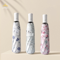 Parapluie pliable personnalisable avec ouverture automatique, parasol compact anti-UV à motif floral pour femmes, protection solaire